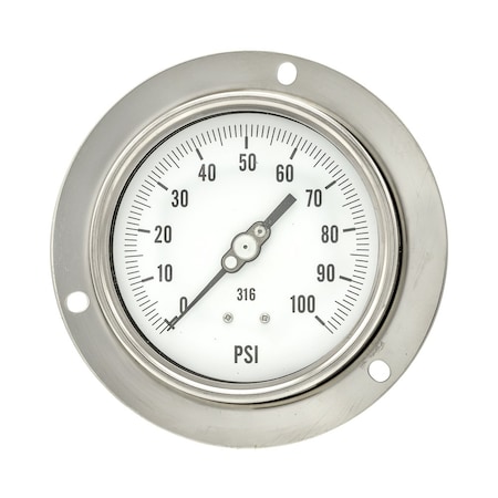 Pic Gauges 4 in Dial, 1/2 in NPT Male Lower Back Location, Stainless Steel Case Material PRO-314D-402E